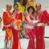 Clockwise from top, Laurie Wells, Sean Krill, Milo Shandel, Laura Ware, Ian Simpson and Lisa Mandel, "Mamma Mia!" National Tour